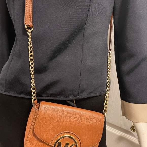 MICHAEL Michael Kors Small Pebbled Leather Crossbody Bag Purse with chain straps - Picture 10 of 14